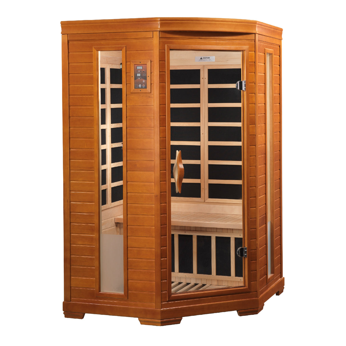 Golden Designs - Dynamic Heming 2-Person Corner Low EMF Far Infrared Sauna – Canadian Hemlock - DYN-6225-02