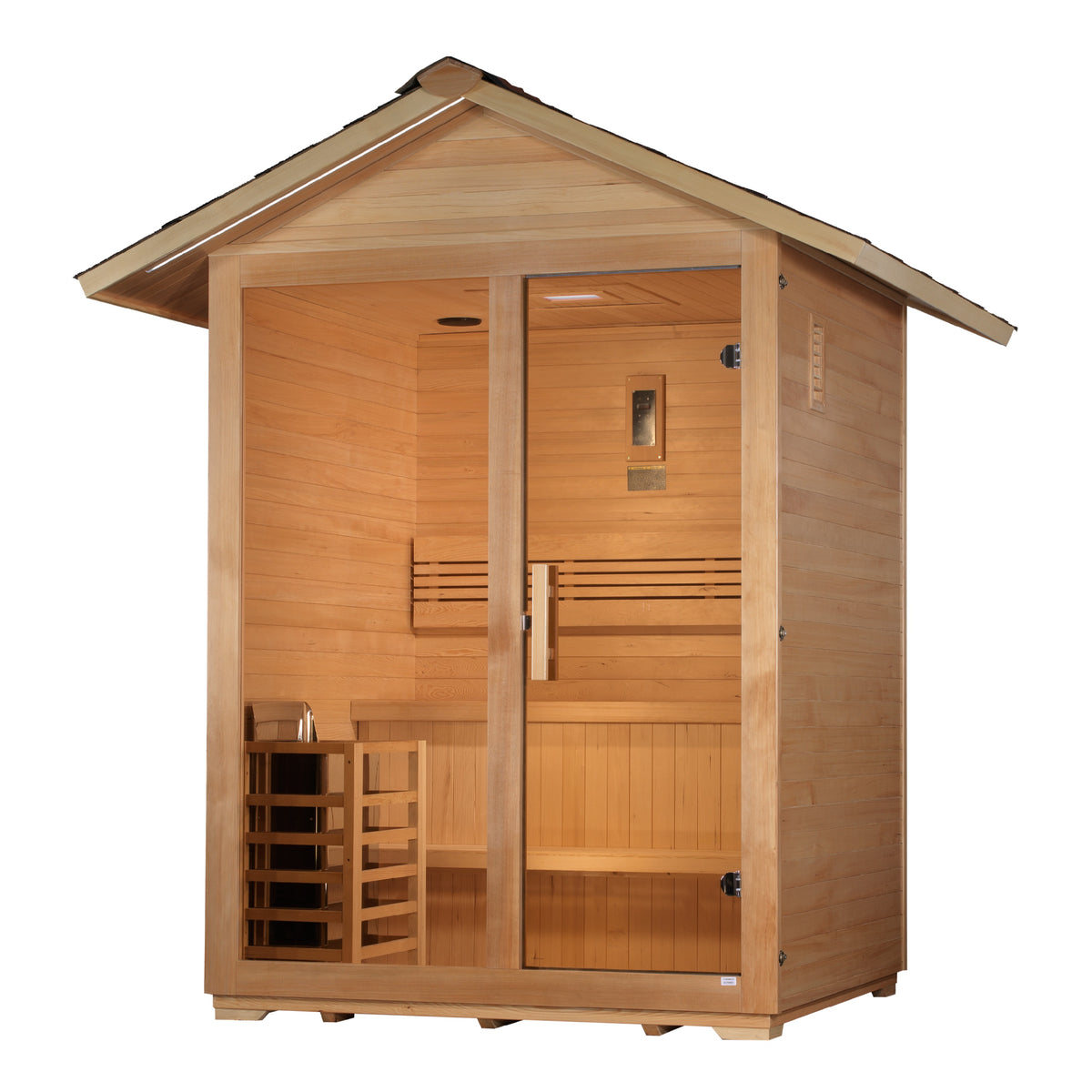 Golden Designs Arlberg 3-Person Outdoor Traditional Sauna, Canadian Hemlock - GDI-8103-01