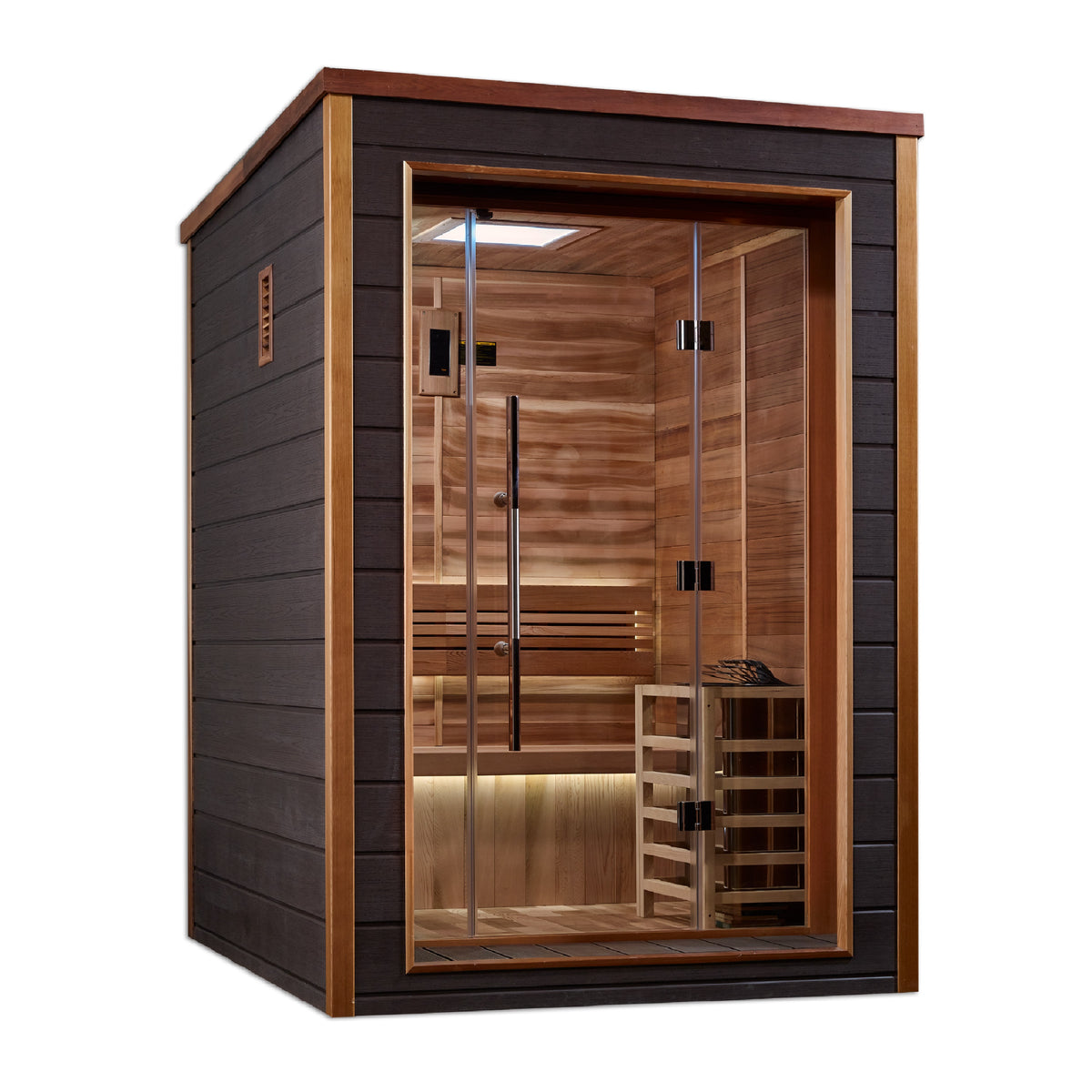 Golden Designs Narvik 2-Person Outdoor-Indoor Traditional Sauna, Canadian Red Cedar Interior - GDI-8202-01
