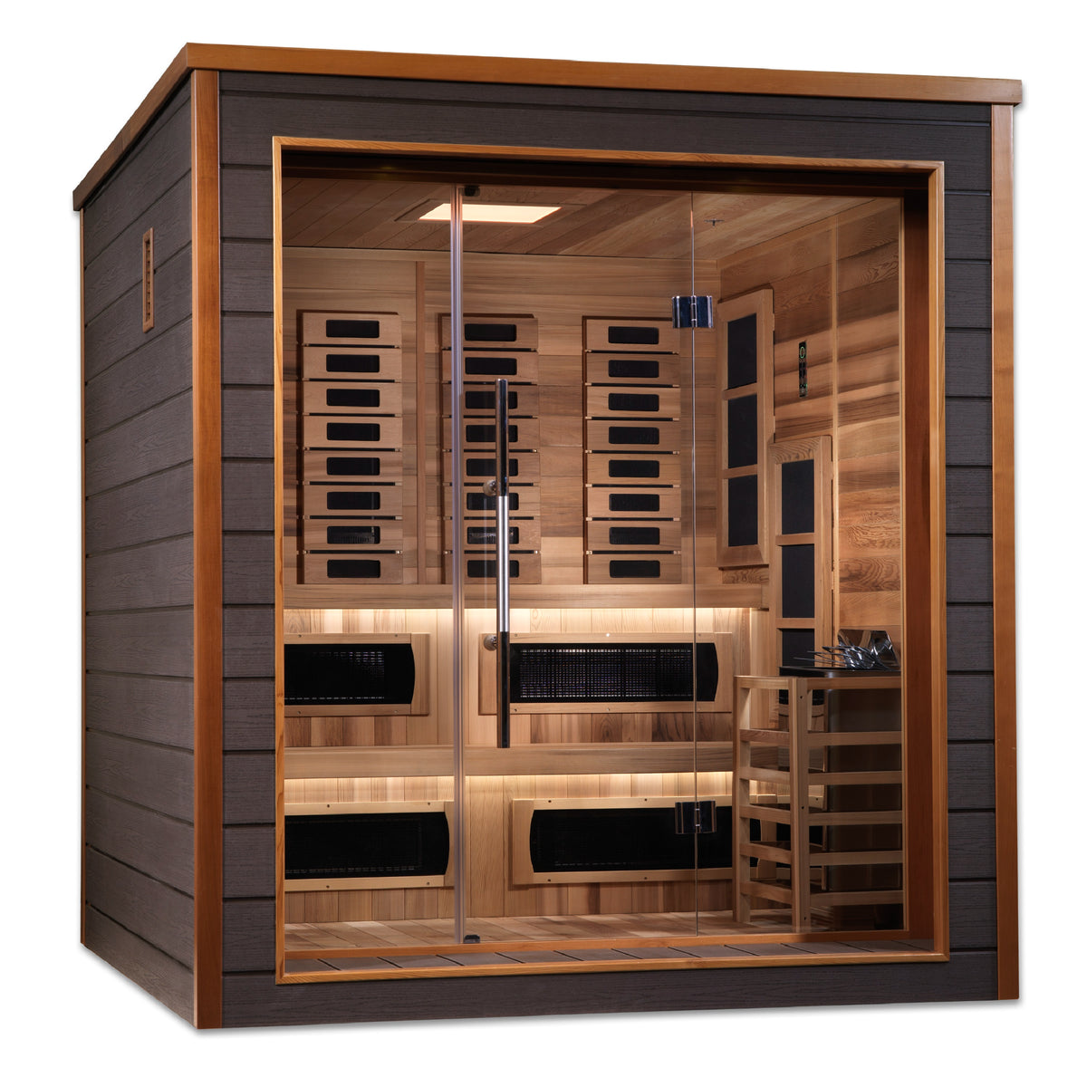 Golden Designs Karlstad 6-Person Outdoor-Indoor Hybrid Sauna, Full Spectrum Infrared & Traditional Stove - GDI-8226-01