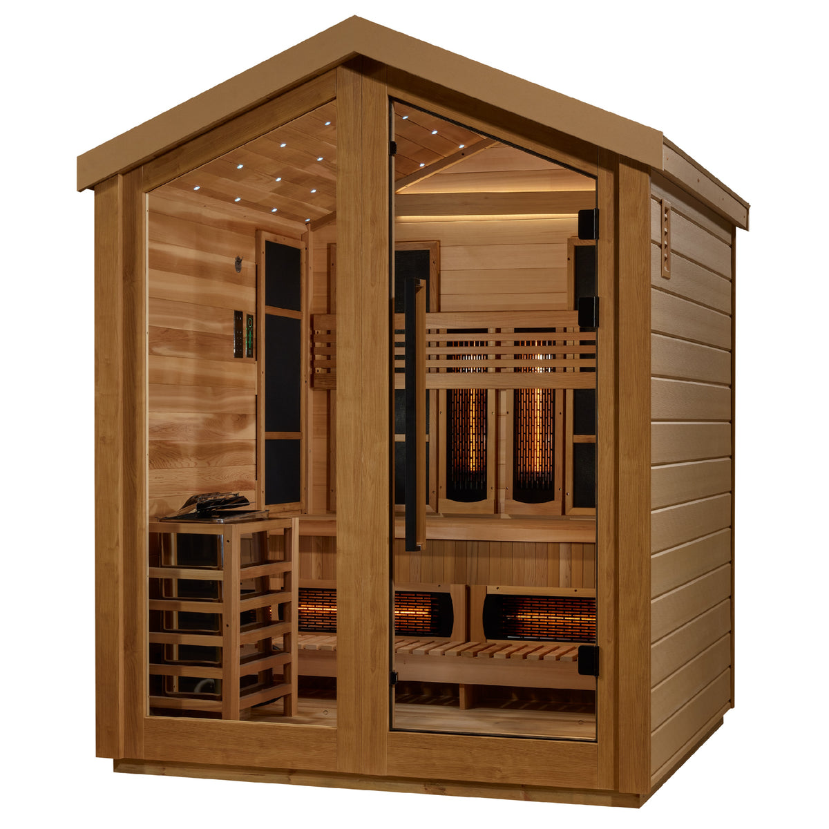 Golden Designs Loviisa 3-Person Barn Hybrid Outdoor Sauna, Full Spectrum Infrared & Traditional Stove - GDI-8523-01