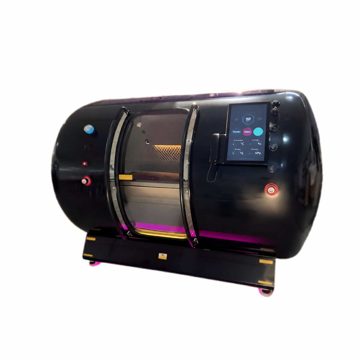 In Stock Macy-Pan Hyperbaric Oxygen Therapy Chamber Hard Type - HE5000 Plus 2.0 ATA, Black, Gray Leather Interior, 2 Electric Seats + Electric Sofa Chair