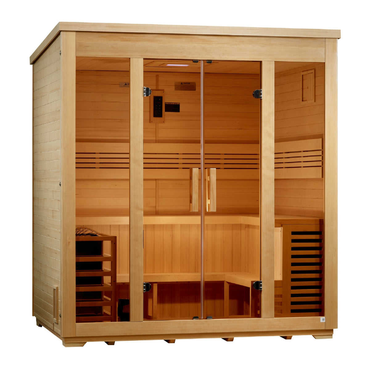 Golden Designs 2026 Vorarlberg 5-Person Flat Roof Outdoor Traditional Sauna, Canadian Hemlock - GDI-8005-01