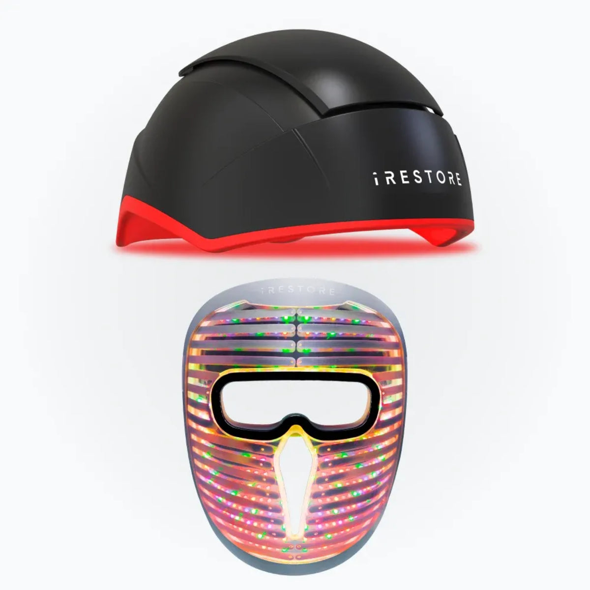 iRestore Elite + Laser Face Mask Pro Bundle – Laser Hair Growth Helmet & Laser LED Face Mask
