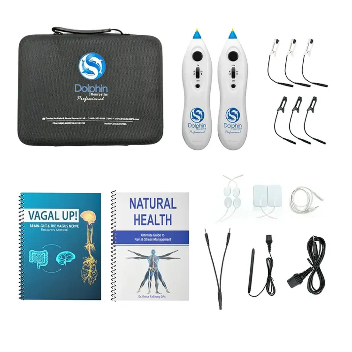 Dolphin Scar Release + VNS Kit – Two Dolphin Neurostim Microcurrent Point Stimulators + Vagus Nerve Stim Add-On