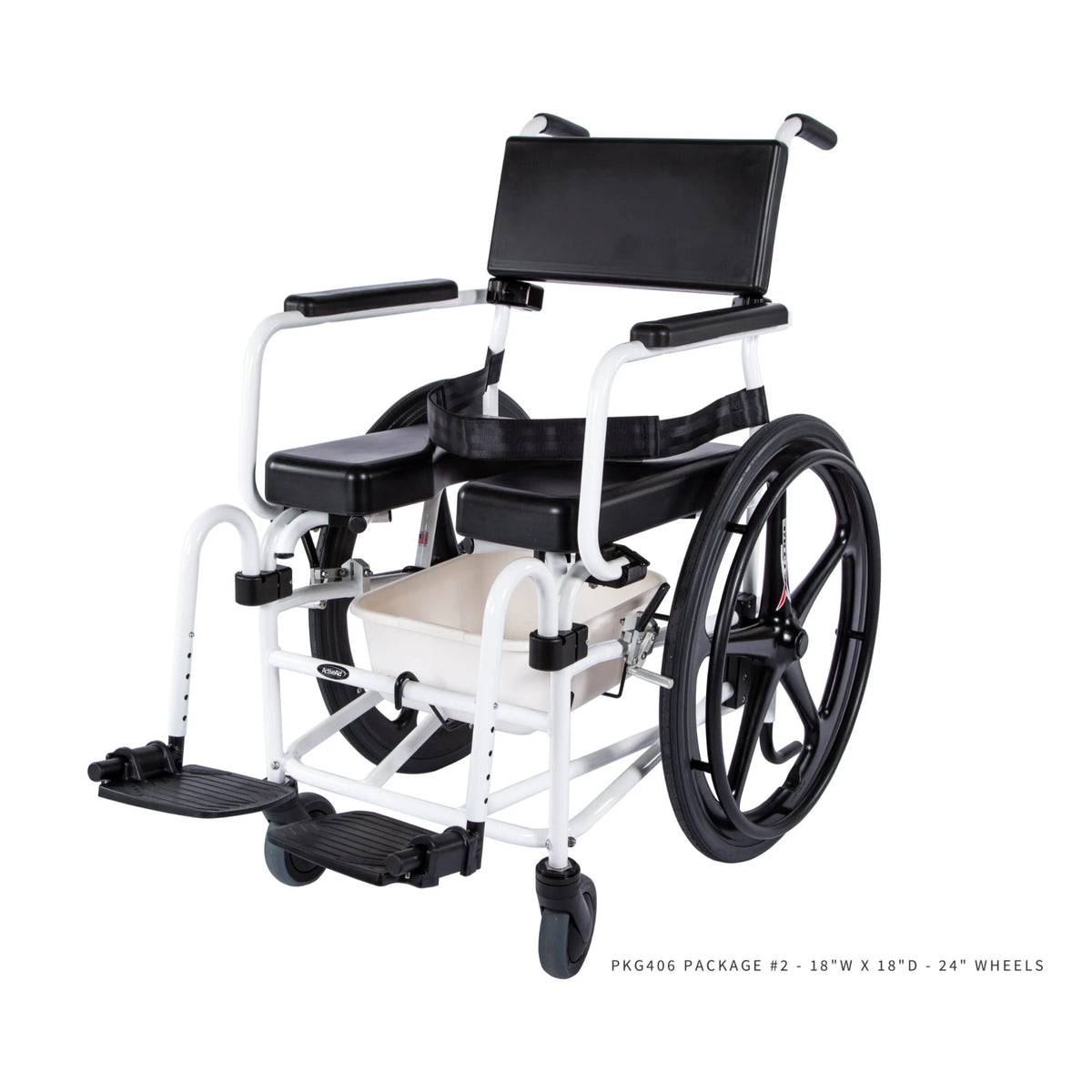 ActiveAid 600 Rehab Shower Commode Chair – Stainless Steel, 350 lb, 5″ Casters or 20″/24″ Wheels