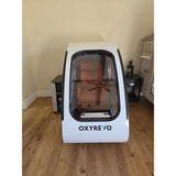 Pre-Owned OXYREVO Space60 2.0 ATA Hard Sitting Hyperbaric Chamber — Only 42 Hours Used, IN STOCK (White Exterior, Orange Chair)