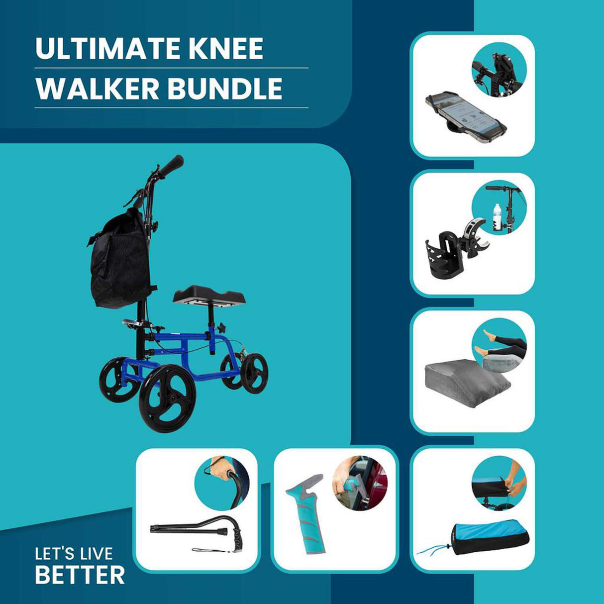 Vive Health Ultimate Knee Walker Bundle