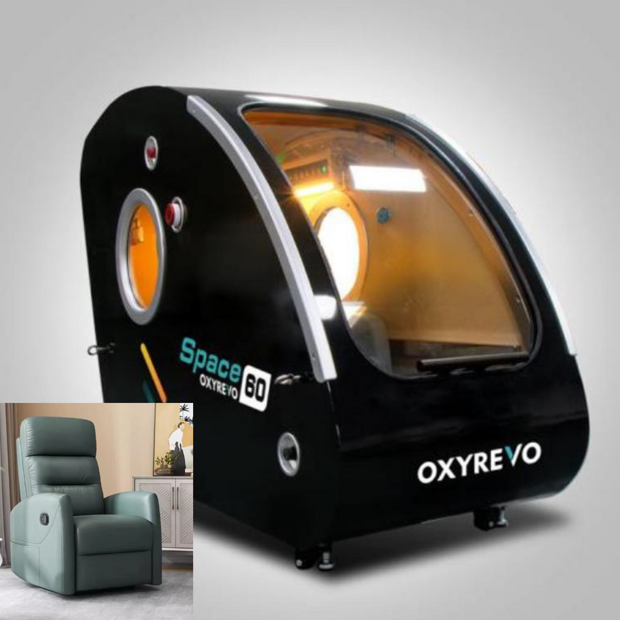 OXYREVO Space60 1.5 to 2.0ATA Hard Sitting Hyperbaric Chamber