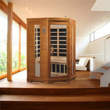 Golden Designs - Dynamic Heming 2-Person Corner Low EMF Far Infrared Sauna – Canadian Hemlock - DYN-6225-02