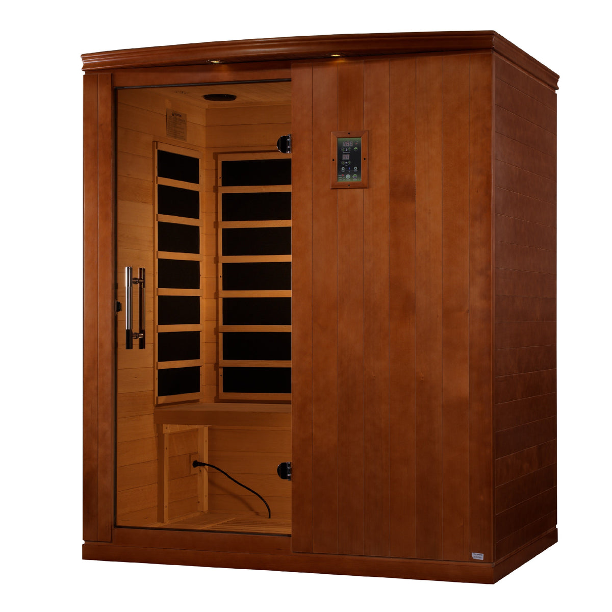 Golden Designs Dynamic Madrid Limited Elite 3-Person Ultra Low EMF FAR Infrared Sauna with Floor Heater, Hemlock (DYN-6310-04 Elite)
