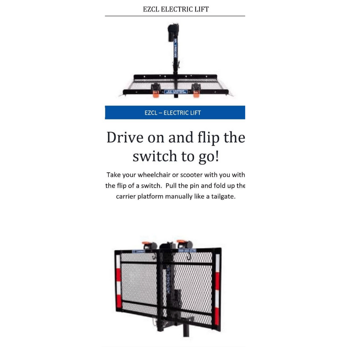 EZCL: Fold Up Vehicle Electric Lift Class 2 & 3 for Wheelchairs and Sc ...