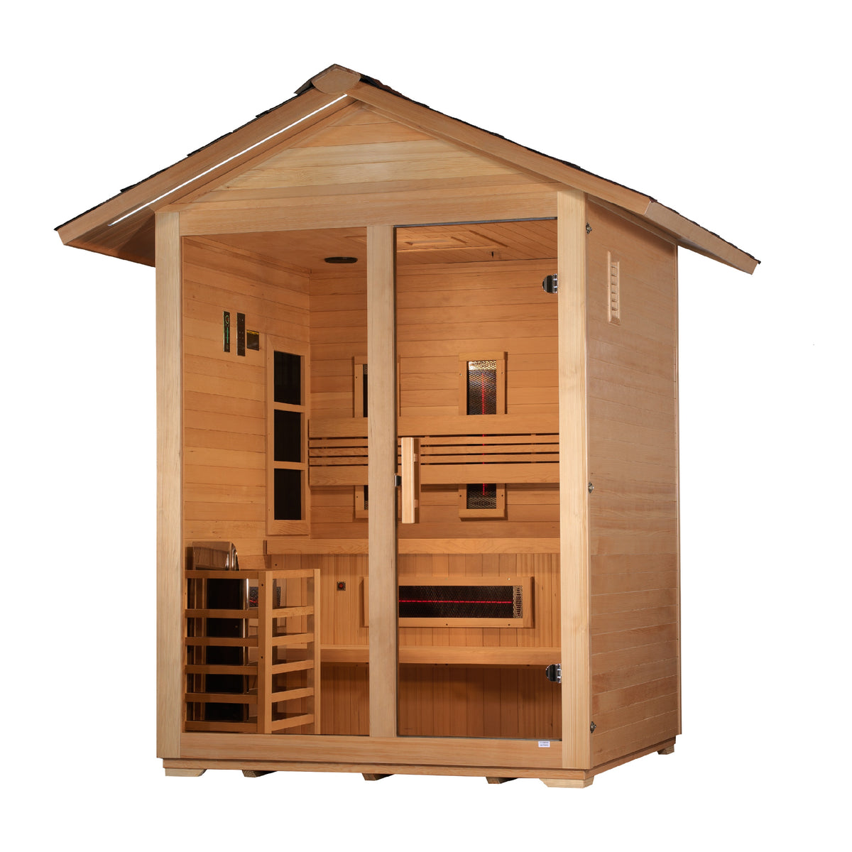 Golden Designs Carinthia 3-Person Outdoor Hybrid Sauna, Full Spectrum Infrared & Traditional Stove - GDI-8123-01