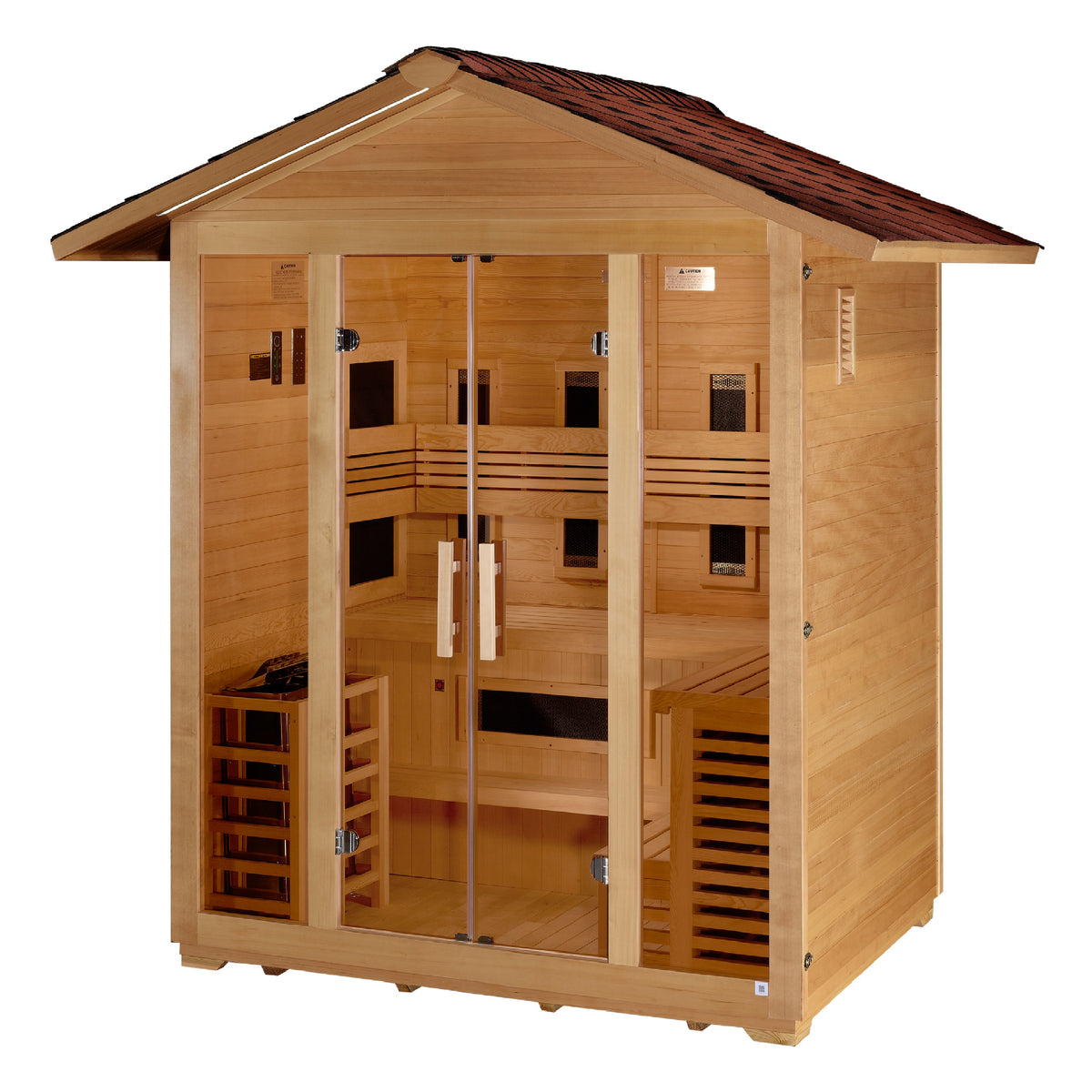 Golden Designs Gargellen 5-Person Outdoor Hybrid Sauna, Full Spectrum Infrared & Traditional Stove - GDI-8125-01