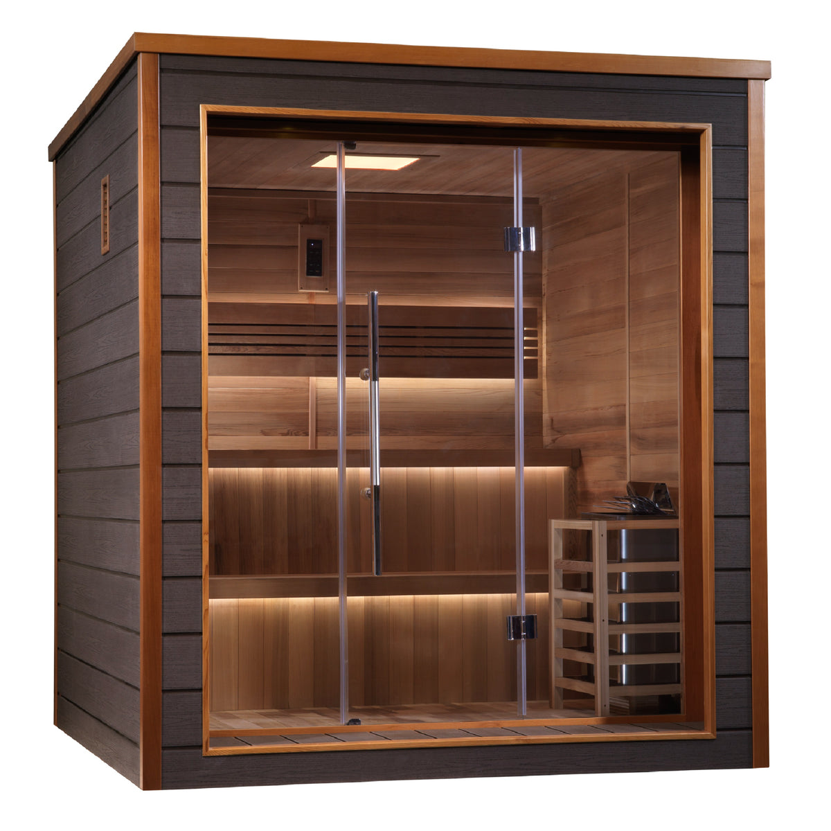Golden Designs Bergen 6-Person Outdoor-Indoor Traditional Sauna, Canadian Red Cedar Interior - GDI-8206-01