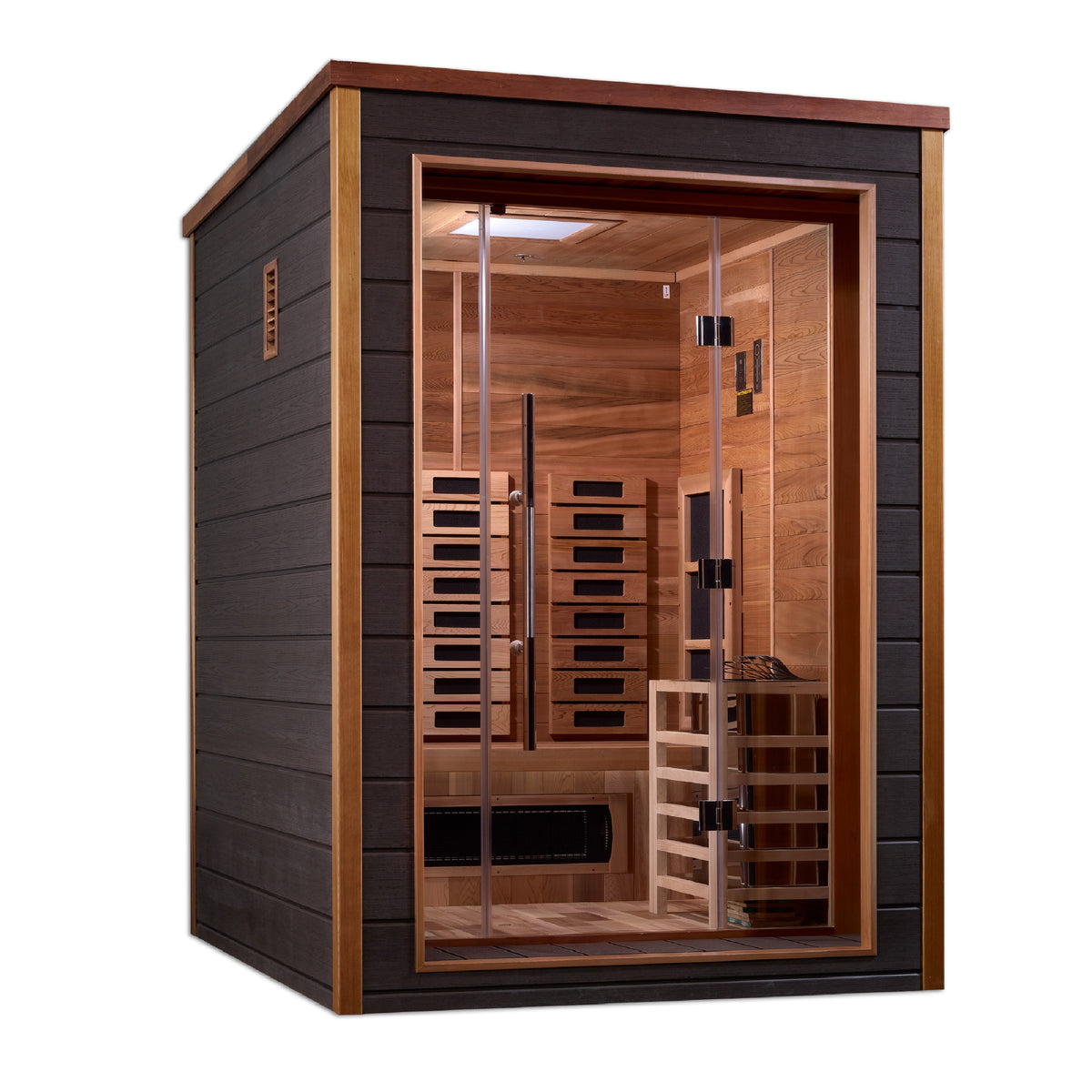 Golden Designs Nora 2-Person Outdoor-Indoor Hybrid Sauna, Full Spectrum Infrared & Traditional Stove - GDI-8222-01