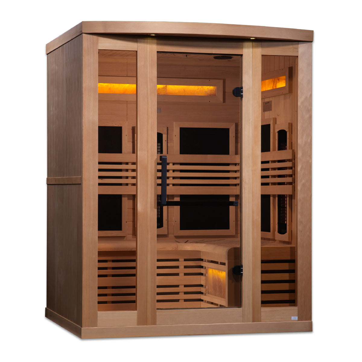 Golden Designs Reserve Edition 3-Person Near Zero EMF Full Spectrum Infrared Sauna with Himalayan Salt Bar - GDI-8230-01