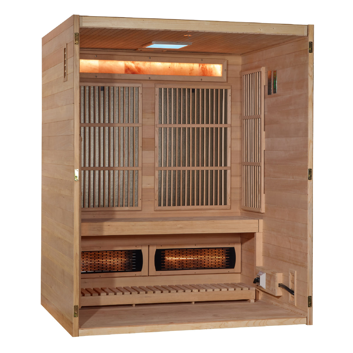 Golden Designs Soria 3-Person Indoor Hybrid Sauna, Full Spectrum Infrared & Harvia Stove - GDI-8330-01