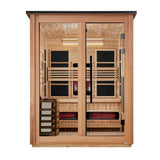 Golden Designs Loviisa 3-Person Barn Hybrid Outdoor Sauna, Full Spectrum IR + 8kW Stove, Red Cedar Interior (GDI-8523-02)