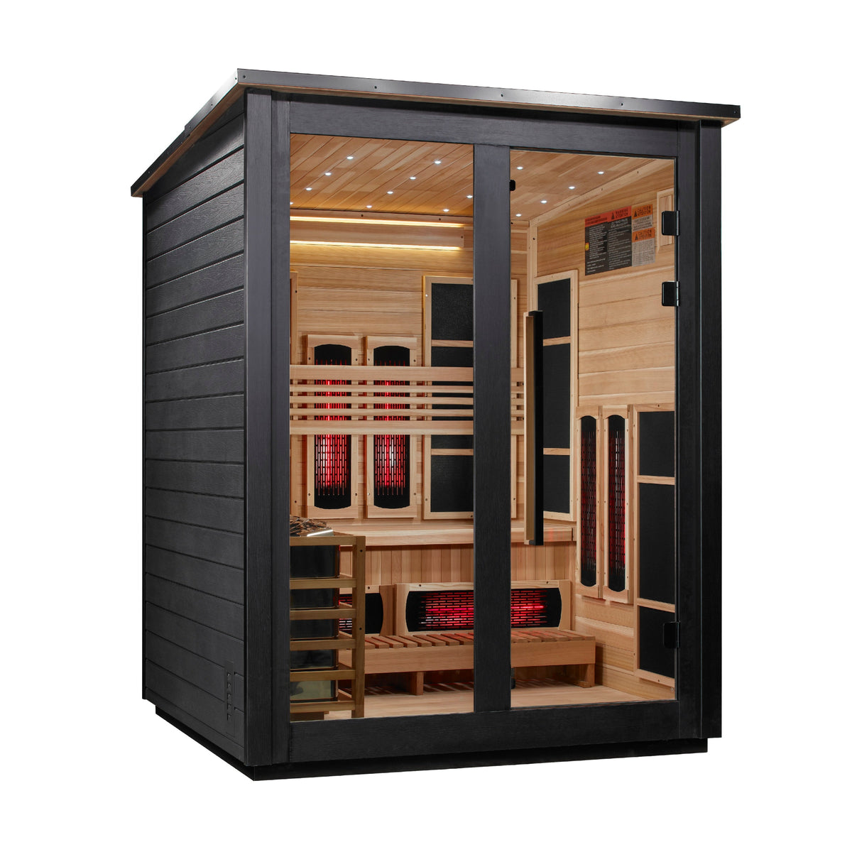 Golden Designs Loviisa 3-Person Black Barn Hybrid Outdoor Sauna, Full Spectrum IR + 8kW Stove, Red Cedar Interior (GDI-8523-04)