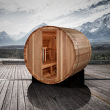 Golden Designs St. Moritz 2-Person Outdoor Barrel Sauna, Pacific Cedar, 6 kW Traditional Stove - GDI-B002-01