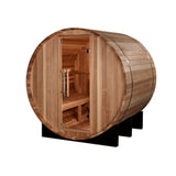 Golden Designs St. Moritz 2-Person Outdoor Barrel Sauna, Pacific Cedar, 6 kW Traditional Stove - GDI-B002-01
