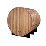 Golden Designs Arosa 4-Person Outdoor Barrel Sauna, Pacific Cedar, 6 kW Traditional Stove - GDI-B004-01