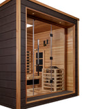 Golden Designs Visby 3-Person Outdoor-Indoor Hybrid Sauna, Full Spectrum Infrared & Traditional Stove - GDI-8223-01