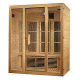 Golden Designs Maxxus Bellevue 3-Person Near Zero EMF FAR Infrared Sauna with Floor Heater, Canadian Hemlock (MX-J306-01-ZF)