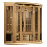 Golden Designs Maxxus 3-Person Corner Near Zero EMF FAR Infrared Sauna, Canadian Hemlock (MX-K356-01-ZF HEM)