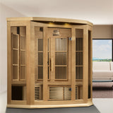 Golden Designs Maxxus 3-Person Corner Near Zero EMF FAR Infrared Sauna, Canadian Hemlock (MX-K356-01-ZF HEM)