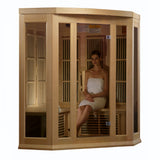 Golden Designs - Maxxus 3-Person Corner Low EMF Far Infrared Sauna, Canadian Hemlock - MX-K356-01