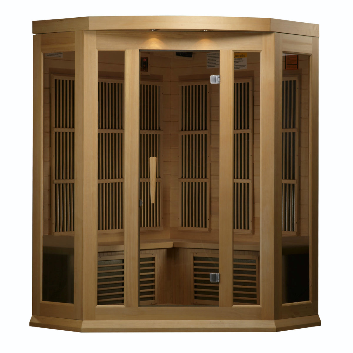Golden Designs - Maxxus 3-Person Corner Low EMF Far Infrared Sauna, Canadian Hemlock - MX-K356-01