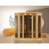 Golden Designs - Maxxus 3-Person Corner Low EMF Far Infrared Sauna, Canadian Hemlock - MX-K356-01