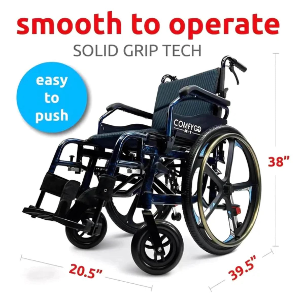 ComfyGO X-1 Manual Folding Lightweight Wheelchair