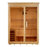 Golden Designs 2026 Arlberg 3-Person Flat Roof Outdoor Traditional Sauna, Canadian Hemlock - GDI-8003-01
