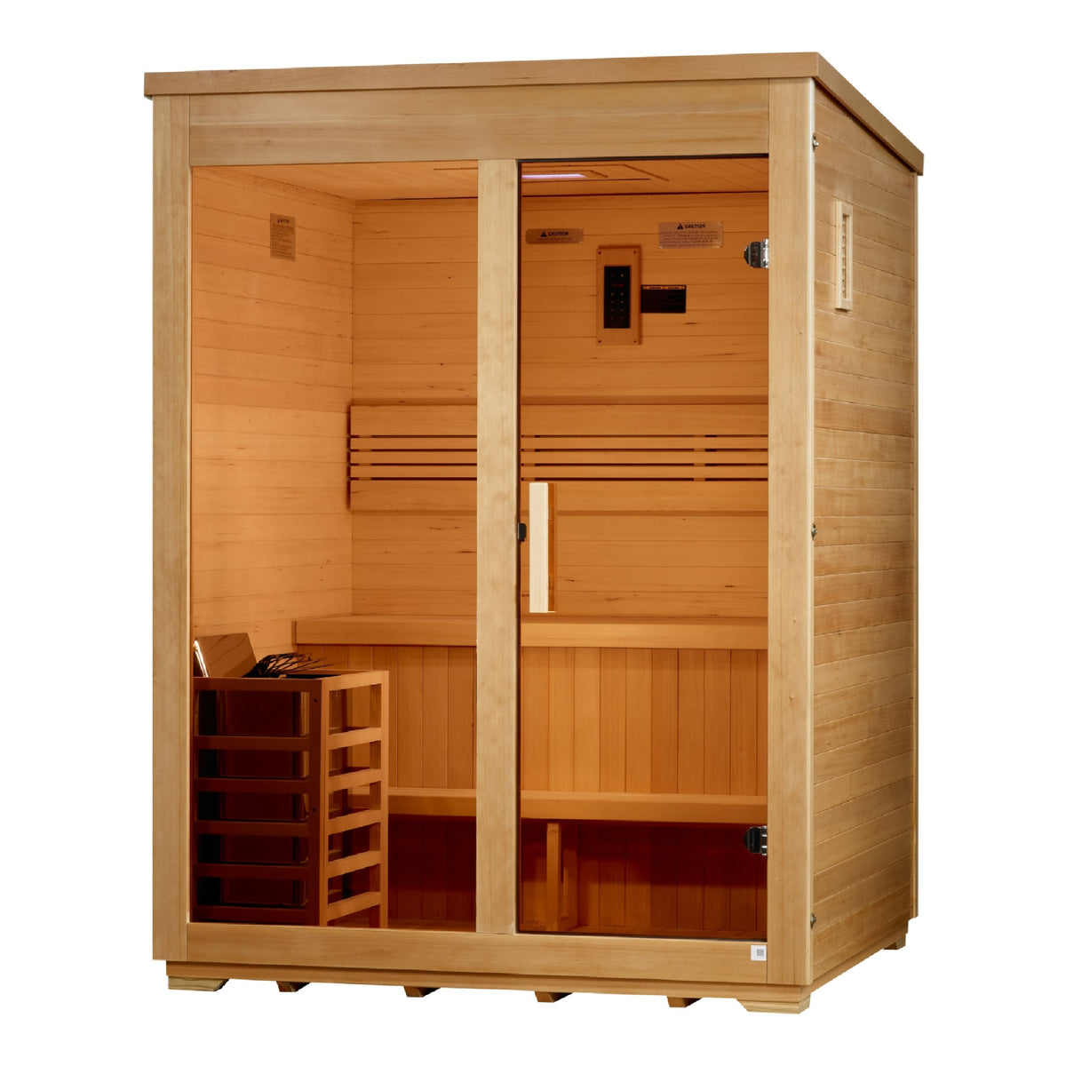 Golden Designs 2026 Arlberg 3-Person Flat Roof Outdoor Traditional Sauna, Canadian Hemlock - GDI-8003-01