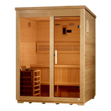 Golden Designs 2026 Arlberg 3-Person Flat Roof Outdoor Traditional Sauna, Canadian Hemlock - GDI-8003-01