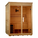 Golden Designs 2026 Arlberg 3-Person Flat Roof Outdoor Traditional Sauna, Canadian Hemlock - GDI-8003-01