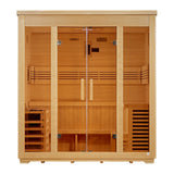 Golden Designs 2026 Vorarlberg 5-Person Flat Roof Outdoor Traditional Sauna, Canadian Hemlock - GDI-8005-01