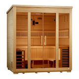 Golden Designs 2026 Vorarlberg 5-Person Flat Roof Outdoor Traditional Sauna, Canadian Hemlock - GDI-8005-01