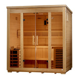 Golden Designs 2026 Vorarlberg 5-Person Flat Roof Outdoor Traditional Sauna, Canadian Hemlock - GDI-8005-01